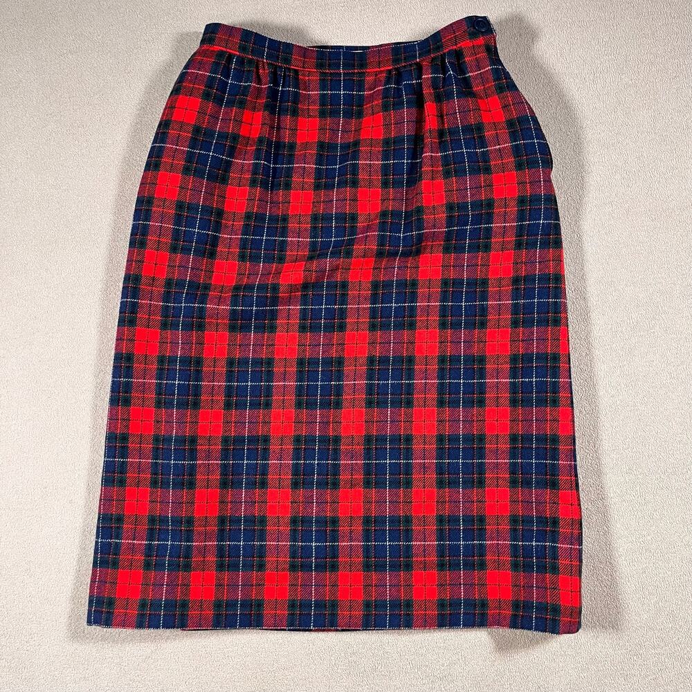 True VTG Pendleton Authentic Manson Tartan Wool Knee Skirt Wmns Sz 8 Made in USA